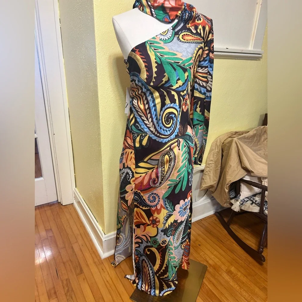 Zara Multicolor One-Shoulder Dress - Picture 1 of 7